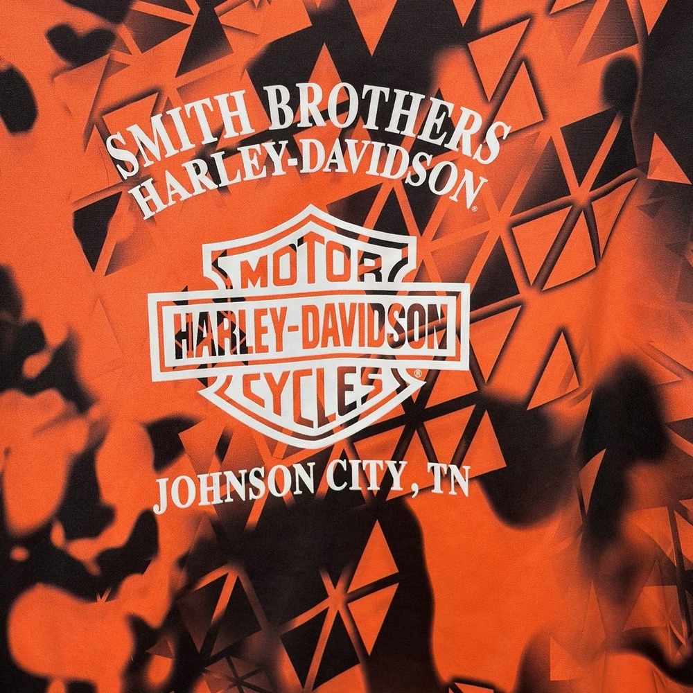 Harley-Davidson Smith Brothers Orange Black Graphic Pullover Hoodie Size L - Picture 4 of 9